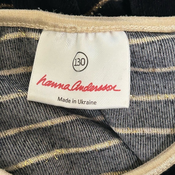 Sz8 Hanna Andersson Striped Lurex Velour Dress - Picture 6 of 7